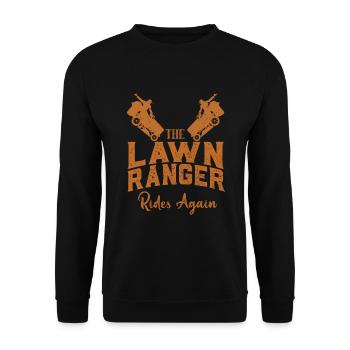 We Ride At Dawn Dad Lawn Mower Make Laugh Day Yard - Unisex Pullover - Schwarz - Vorne - Alina (178cm) & Michal (187cm)