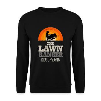 We Ride At Dawn Dad Lawn Mower Make Laugh Day Yard - Unisex Pullover - Schwarz - Vorne - Alina (178cm) & Michal (187cm)