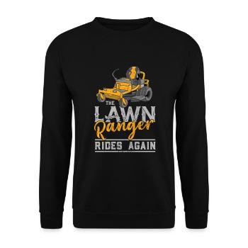 We Ride At Dawn Dad Lawn Mower Make Laugh Day Yard - Unisex Sweatshirt - black - Front - Alina (178cm) & Michal (187cm)