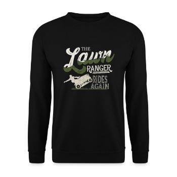 We Ride At Dawn Dad Lawn Mower Make Laugh Day Yard - Unisex Sweatshirt - black - Front - Alina (178cm) & Michal (187cm)