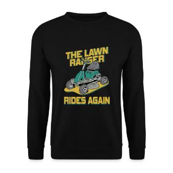 We Ride At Dawn Dad Lawn Mower Make Laugh Day Yard - Unisex Sweatshirt - black - Front - Alina (178cm) & Michal (187cm)
