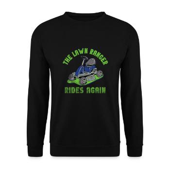 We Ride At Dawn Dad Lawn Mower Make Laugh Day Yard - Unisex Pullover - Schwarz - Vorne - Alina (178cm) & Michal (187cm)