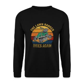 We Ride At Dawn Dad Lawn Mower Make Laugh Day Yard - Unisex Sweatshirt - black - Front - Alina (178cm) & Michal (187cm)