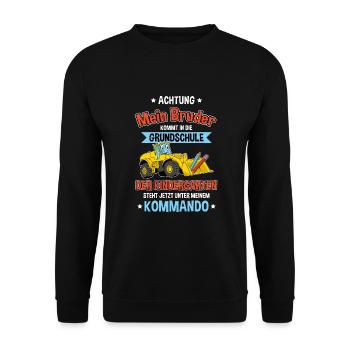 Schulanfang Einschulung 1 Klasse Grundschule - Unisex Pullover - Schwarz - Vorne - Alina (178cm) & Michal (187cm)