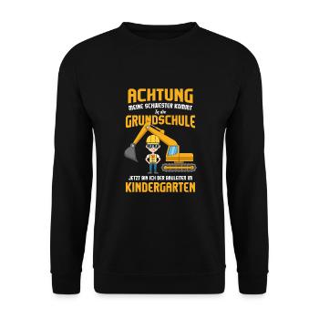 Schulanfang Einschulung 1 Klasse Grundschule - Unisex Pullover - Schwarz - Vorne - Alina (178cm) & Michal (187cm)