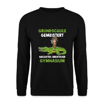 Grundschulabschluss Gymnasium Einschulung 5 Klasse - Unisex Pullover - Schwarz - Vorne - Alina (178cm) & Michal (187cm)
