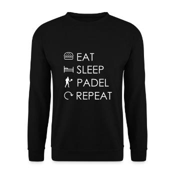 Eat Sleep Padel Repeat - Unisex Pullover - Schwarz - Vorne - Alina (178cm) & Michal (187cm)