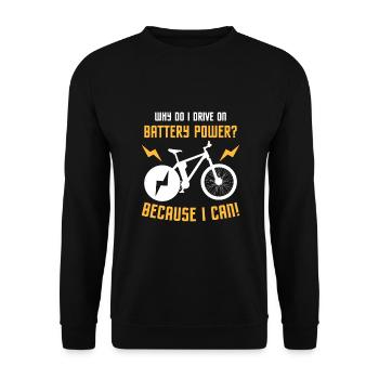 Elektrofahrrad Akku Batterie Fahrrad E-Bike - Unisex Pullover - Schwarz - Vorne - Alina (178cm) & Michal (187cm)