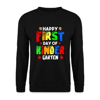 Happy first day of kindergarten - Unisex Sweatshirt - black - Front - Alina (178cm) & Michal (187cm)