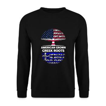 American Grown Greek Roots Griechenland - Unisex Pullover - Schwarz - Vorne - Alina (178cm) & Michal (187cm)