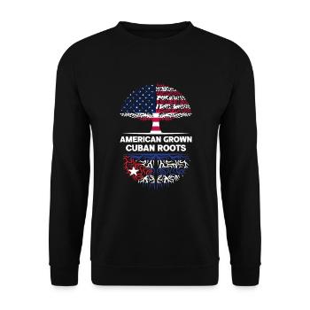American Grown Cuban Roots Kuba Abstammung - Unisex Pullover - Schwarz - Vorne - Alina (178cm) & Michal (187cm)