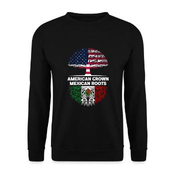 American grown Mexican Roots Mexiko - Unisex Pullover - Schwarz - Vorne - Alina (178cm) & Michal (187cm)