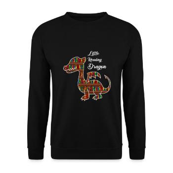 Bücher Lesen Leseratte Bücherwurm Lesefan - Unisex Pullover - Schwarz - Vorne - Alina (178cm) & Michal (187cm)