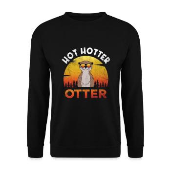 Hot Hotter Otter Wortspiel Doppelbedeutung Otter - Unisex Pullover - Schwarz - Vorne - Alina (178cm) & Michal (187cm)