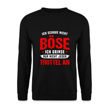Böser Blick Unfreundlicher Blick Grimmig Böse - Unisex Pullover - Schwarz - Vorne - Alina (178cm) & Michal (187cm)