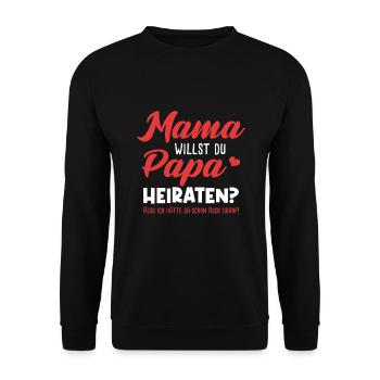 Heiraten Hochzeit Ankündigung Heiratsantrag - Unisex Pullover - Schwarz - Vorne - Alina (178cm) & Michal (187cm)