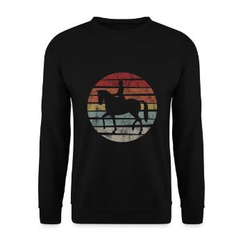 Dressur Dressurreiten Dressurreiter Reiten Pferd - Unisex Pullover - Schwarz - Vorne - Alina (178cm) & Michal (187cm)