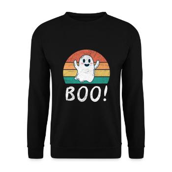Little Ghost Witching Hour Halloween Ghost - Unisex Sweatshirt - black - Front - Alina (178cm) & Michal (187cm)