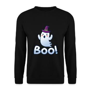 Little Ghost Witching Hour Halloween Ghost - Unisex Sweatshirt - black - Front - Alina (178cm) & Michal (187cm)