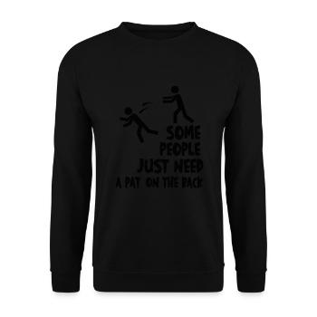 Some People Just Need A Pat On The Back - Unisex Pullover - Schwarz - Vorne - Alina (178cm) & Michal (187cm)