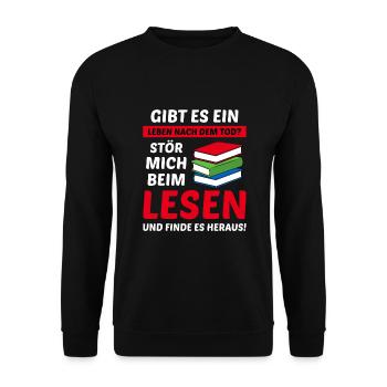 Bücher Lesen Leseratte Bücherwurm Lesefan Buch - Unisex Pullover - Schwarz - Vorne - Alina (178cm) & Michal (187cm)