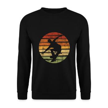Skateboarder Skateboard Skater Skate Skateing - Unisex Pullover - Schwarz - Vorne - Alina (178cm) & Michal (187cm)