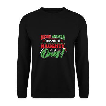 Cher Père Noël, vous êtes les vilains - Sweat-shirt Unisexe - noir - Devant - Alina (178cm) & Michal (187cm)