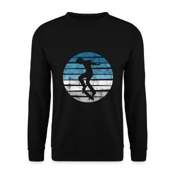 Skateboarder Skateboard Skater Skate Skateing - Unisex Pullover - Schwarz - Vorne - Alina (178cm) & Michal (187cm)