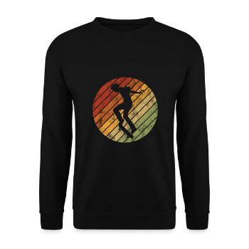 Skateboarder Skateboard Skater Skate Skateing - Unisex Pullover - Schwarz - Vorne - Alina (178cm) & Michal (187cm)
