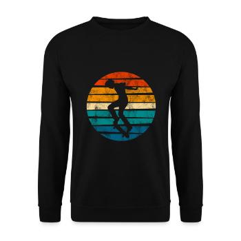 Skateboarder Skateboard Skater Skate Skateing - Unisex Pullover - Schwarz - Vorne - Alina (178cm) & Michal (187cm)