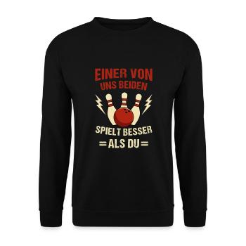 Bowling Pin Bowlingkugel Bowlingspieler Sport - Unisex Pullover - Schwarz - Vorne - Alina (178cm) & Michal (187cm)