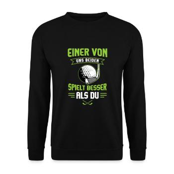 Golf Golfspieler Golfplatz Golf Sport Minigolf - Unisex Pullover - Schwarz - Vorne - Alina (178cm) & Michal (187cm)