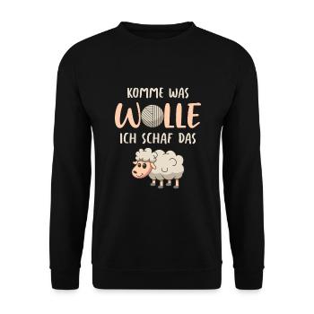 Landwirt Bauer Comic Cartoon Schafwolle Schaf - Unisex Pullover - Schwarz - Vorne - Alina (178cm) & Michal (187cm)