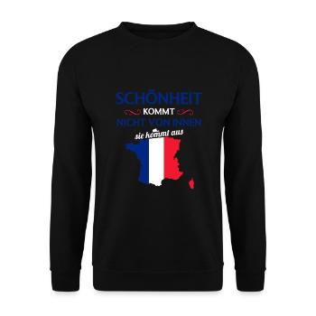 Nationalität Sportmannschaft Fan Frankreich - Unisex Pullover - Schwarz - Vorne - Alina (178cm) & Michal (187cm)