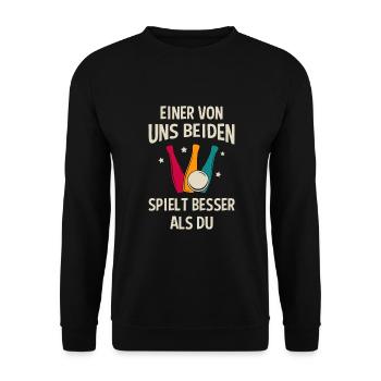 Kegeln Pin Kegelkugel Kegelspieler Sport Kegel - Unisex Pullover - Schwarz - Vorne - Alina (178cm) & Michal (187cm)