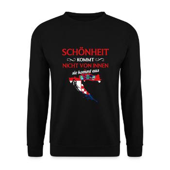 Nationalität Sportmannschaft Fan Kroatien - Unisex Pullover - Schwarz - Vorne - Alina (178cm) & Michal (187cm)