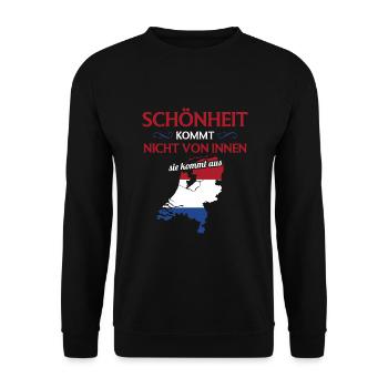 Nationalität Sportmannschaft Fan Holland - Unisex Pullover - Schwarz - Vorne - Alina (178cm) & Michal (187cm)