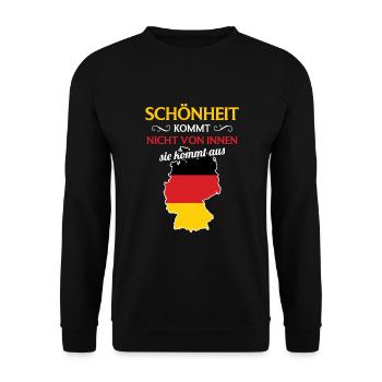 Nationalität Sportmannschaft Fan Deutschland - Unisex Pullover - Schwarz - Vorne - Alina (178cm) & Michal (187cm)