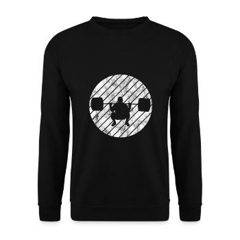 Bodybuilding Bodybuilder GYM Fitnessstudio Retro - Unisex Pullover - Schwarz - Vorne - Alina (178cm) & Michal (187cm)