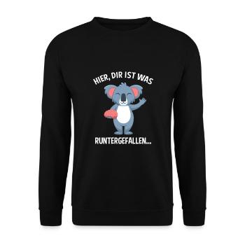 Hier Dir Ist Was Runtergefallen Koala Gehirn Hirn - Unisex Pullover - Schwarz - Vorne - Alina (178cm) & Michal (187cm)