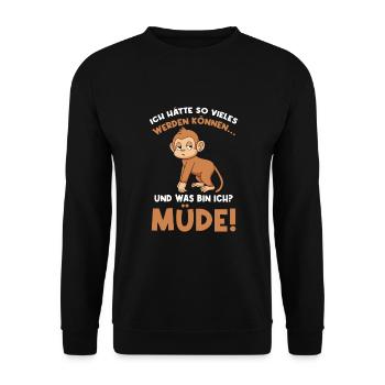 Hier Dir Ist Was Runtergefallen Affe Gehirn Hirn - Unisex Pullover - Schwarz - Vorne - Alina (178cm) & Michal (187cm)