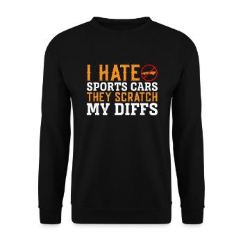 Ich Hasse Sportwagen, Sie Kratzen Meine Diffs - Unisex Pullover - Schwarz - Vorne - Alina (178cm) & Michal (187cm)