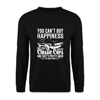 You can't buy happiness, but classic cars - Unisex Sweatshirt - black - Front - Alina (178cm) & Michal (187cm)