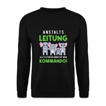 Anstaltsleitung Alle Elefanten Hören Auf Mein Wort - Unisex Pullover - Schwarz - Vorne - Alina (178cm) & Michal (187cm)