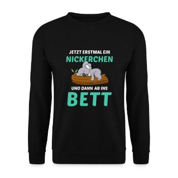 Schlafmütze Faulenzen Schlafen Pyjama Koala - Unisex Pullover - Schwarz - Vorne - Alina (178cm) & Michal (187cm)