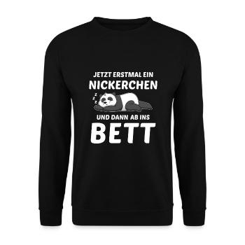 Schlafmütze Faulenzen Schlafen Pyjama Panda - Unisex Pullover - Schwarz - Vorne - Alina (178cm) & Michal (187cm)