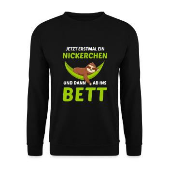 Schlafmütze Faulenzen Schlafen Pyjama Faultier - Unisex Pullover - Schwarz - Vorne - Alina (178cm) & Michal (187cm)