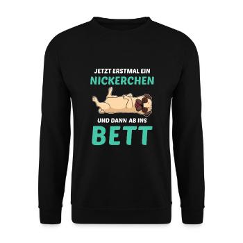 Schlafmütze Faulenzen Schlafen Pyjama Hund Mobs - Unisex Pullover - Schwarz - Vorne - Alina (178cm) & Michal (187cm)