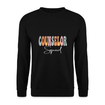 Counselor Squad Retro Groovy Women Happy First Day - Unisex Pullover - Schwarz - Vorne - Alina (178cm) & Michal (187cm)