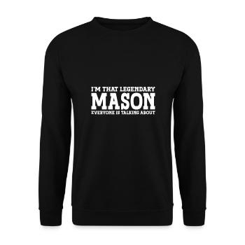 Maurer persönlicher Name Funny Mason - Unisex Pullover - Schwarz - Vorne - Alina (178cm) & Michal (187cm)